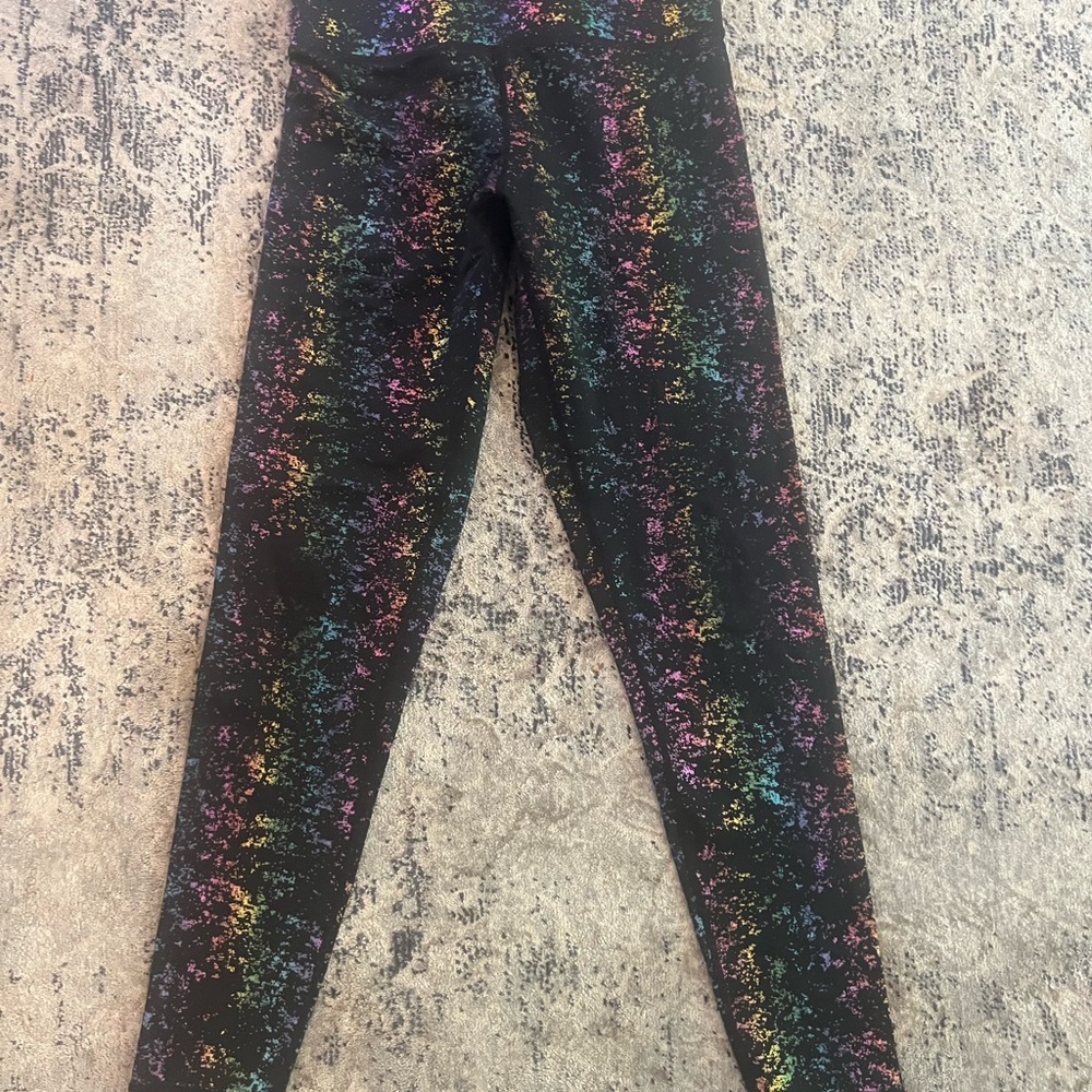 Terez Black Leggings with Rainbow Speckles